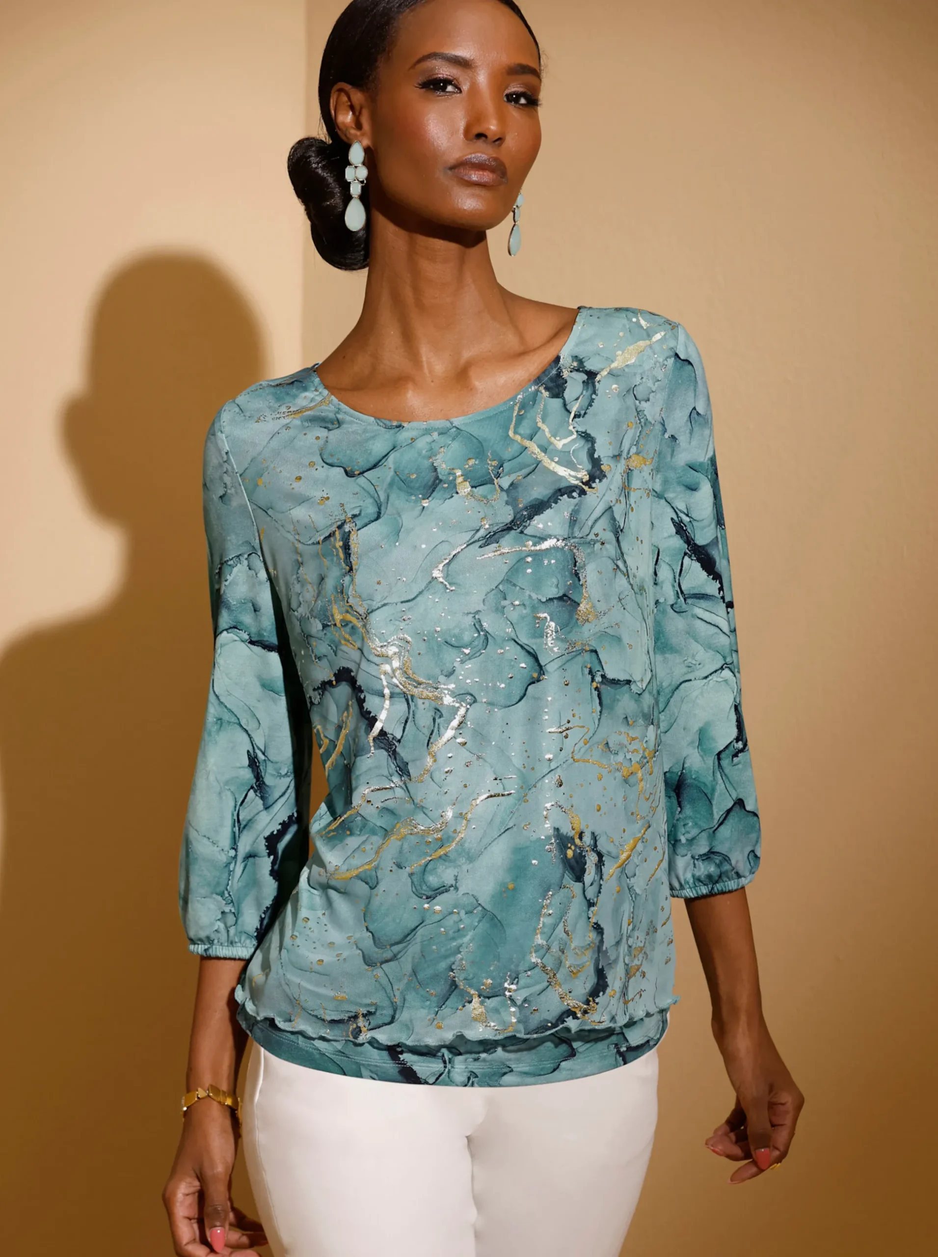 Shirts| 3/4-Arm-Shirt kalkmint-bedruckt