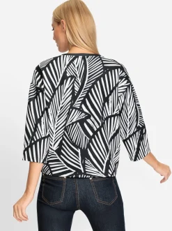 Shirts|heine 3/4-Arm-Shirt schwarz-ecru-bedruckt