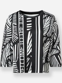 Shirts|heine 3/4-Arm-Shirt schwarz-ecru-bedruckt