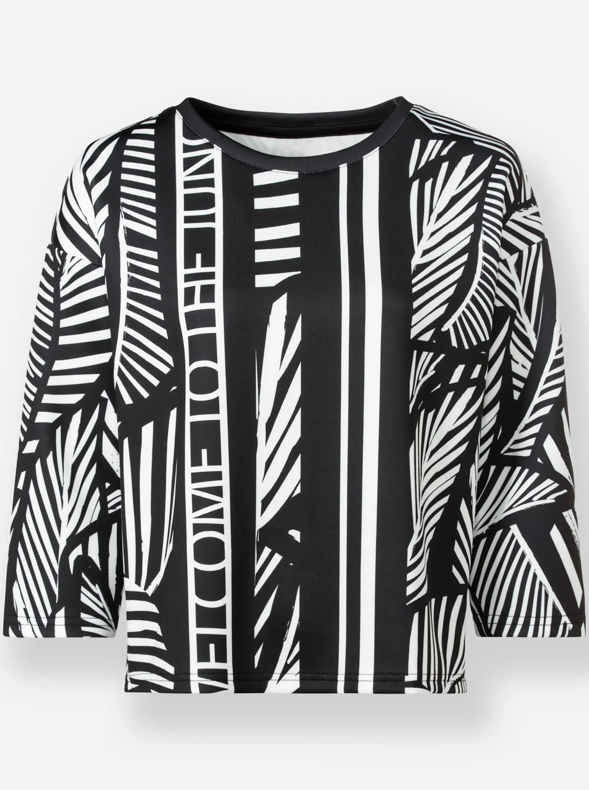 Shirts|heine 3/4-Arm-Shirt schwarz-ecru-bedruckt