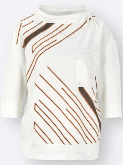 Shirts| 3/4-Arm-Shirt ecru-schoko-bedruckt