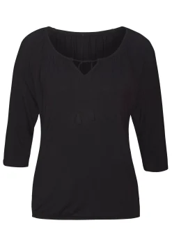 Strandmode|LASCANA 3/4-Arm-Shirt schwarzbedruckt,schwarzuni