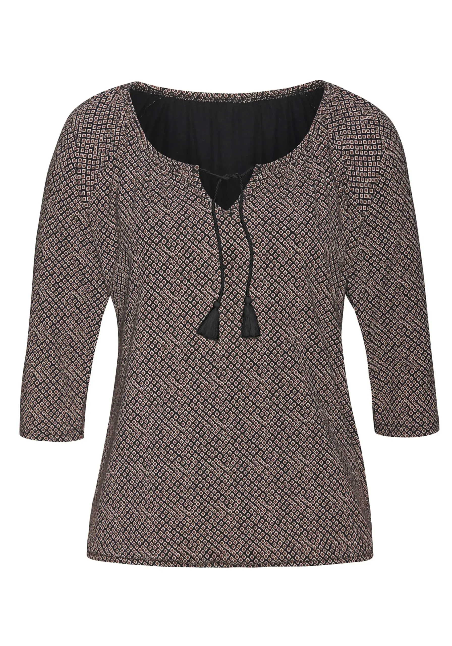 Strandmode|LASCANA 3/4-Arm-Shirt schwarzbedruckt,schwarzuni