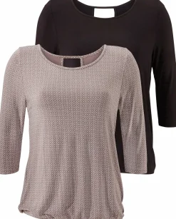 Shirts|LASCANA 3/4-Arm-Shirt taupe-gemustert,schwarz