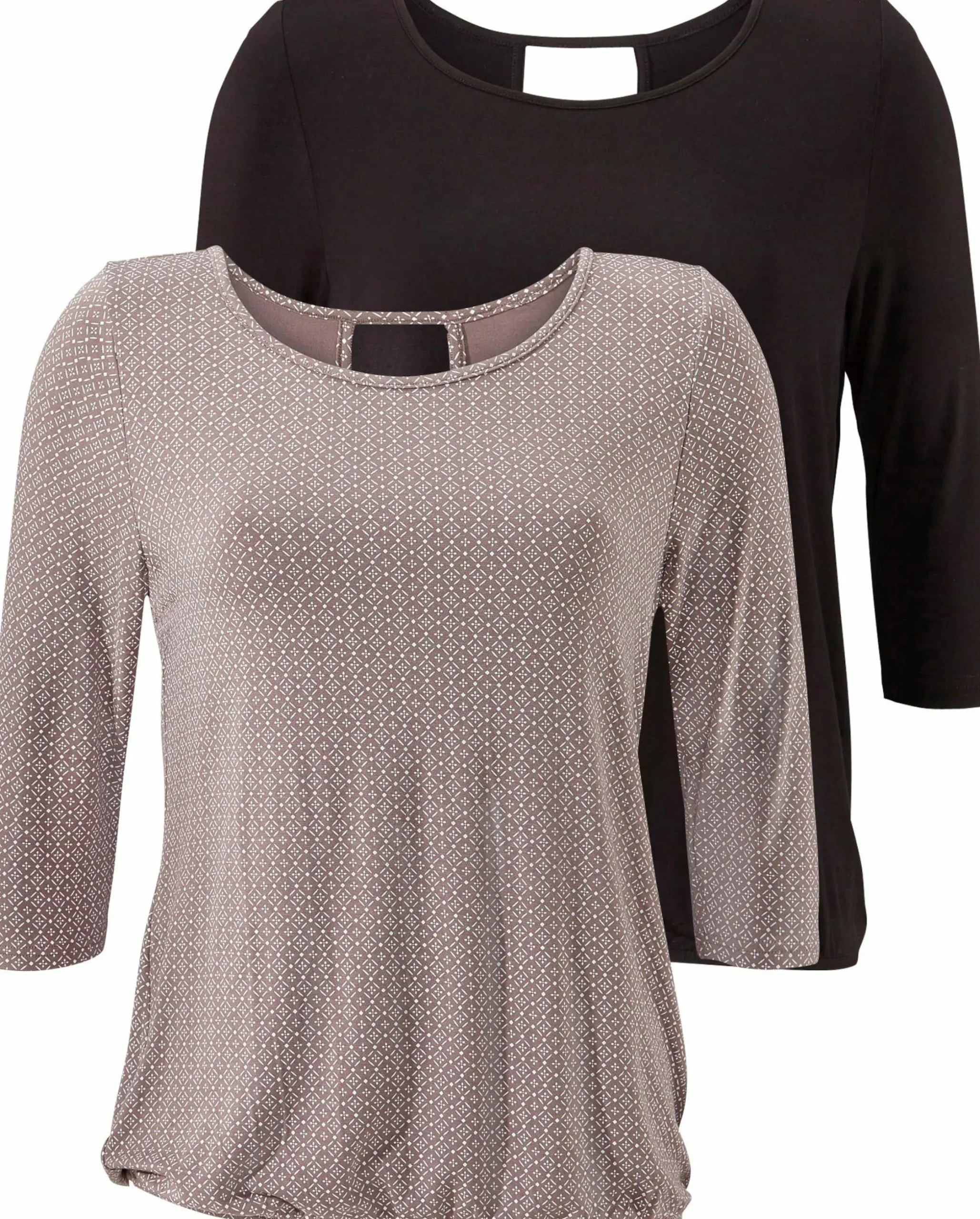Shirts|LASCANA 3/4-Arm-Shirt taupe-gemustert,schwarz