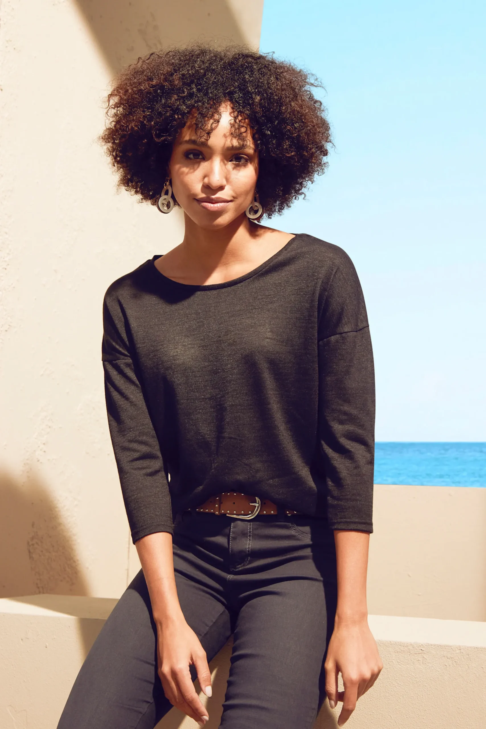 Strandmode|LASCANA 3/4-Arm-Shirt creme,schwarz