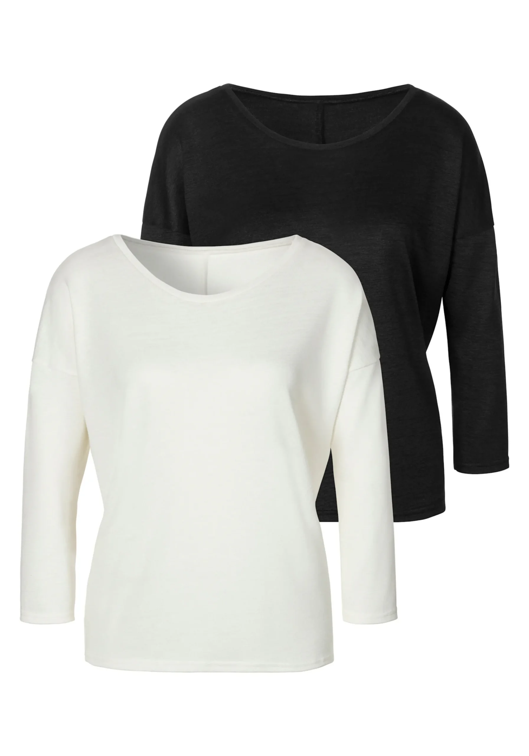 Strandmode|LASCANA 3/4-Arm-Shirt creme,schwarz