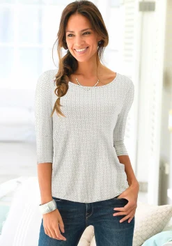 Strandmode|Shirts|LASCANA 3/4-Arm-Shirt offwhite-gemustert,schwarz