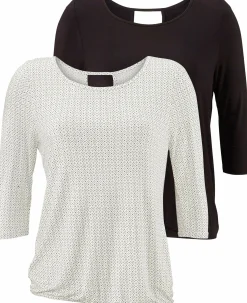 Strandmode|Shirts|LASCANA 3/4-Arm-Shirt offwhite-gemustert,schwarz