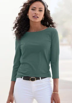 Strandmode|LASCANA 3/4-Arm-Shirt eukalyptus,schwarz