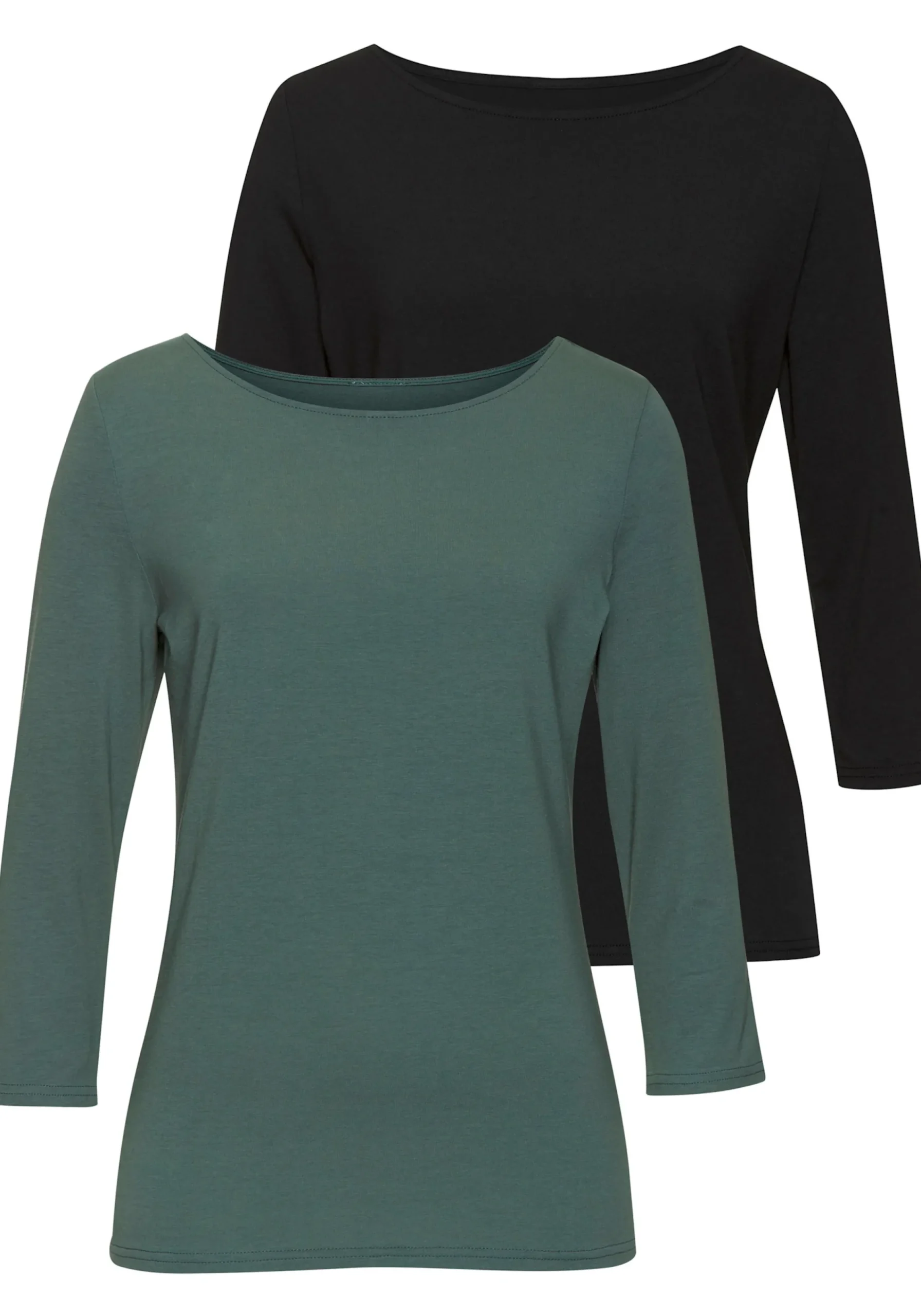 Strandmode|LASCANA 3/4-Arm-Shirt eukalyptus,schwarz