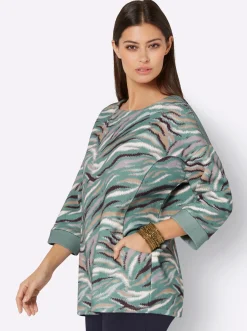 Pullover|Shirts| 3/4-Arm-Shirt jade-graphit-bedruckt