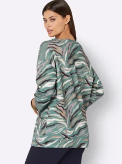 Pullover|Shirts| 3/4-Arm-Shirt jade-graphit-bedruckt