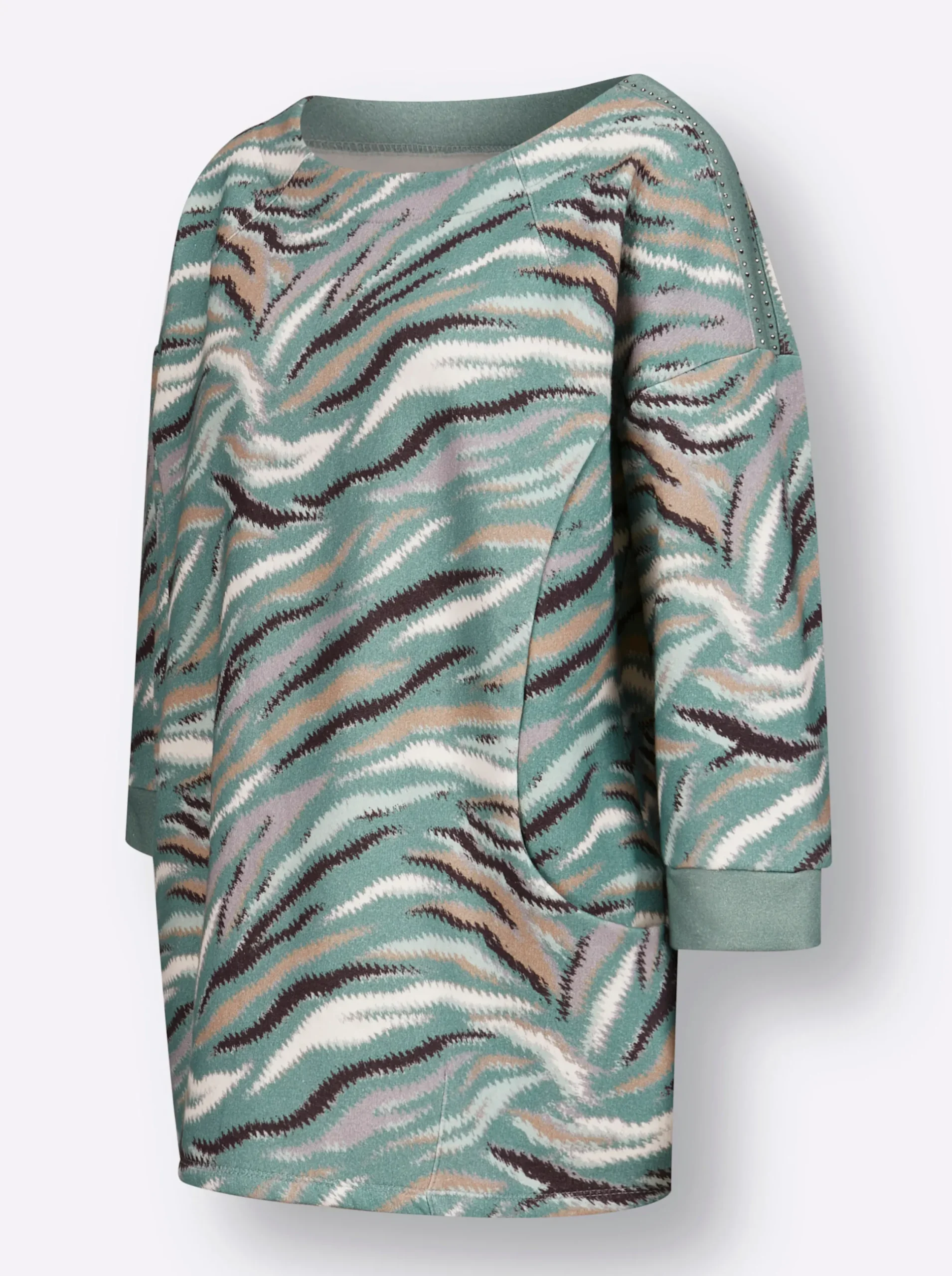 Pullover|Shirts| 3/4-Arm-Shirt jade-graphit-bedruckt