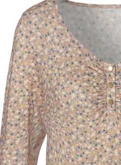 Strandmode|Vivance 3/4-Arm-Shirt rose-bedruckt,schwarz-bedruckt