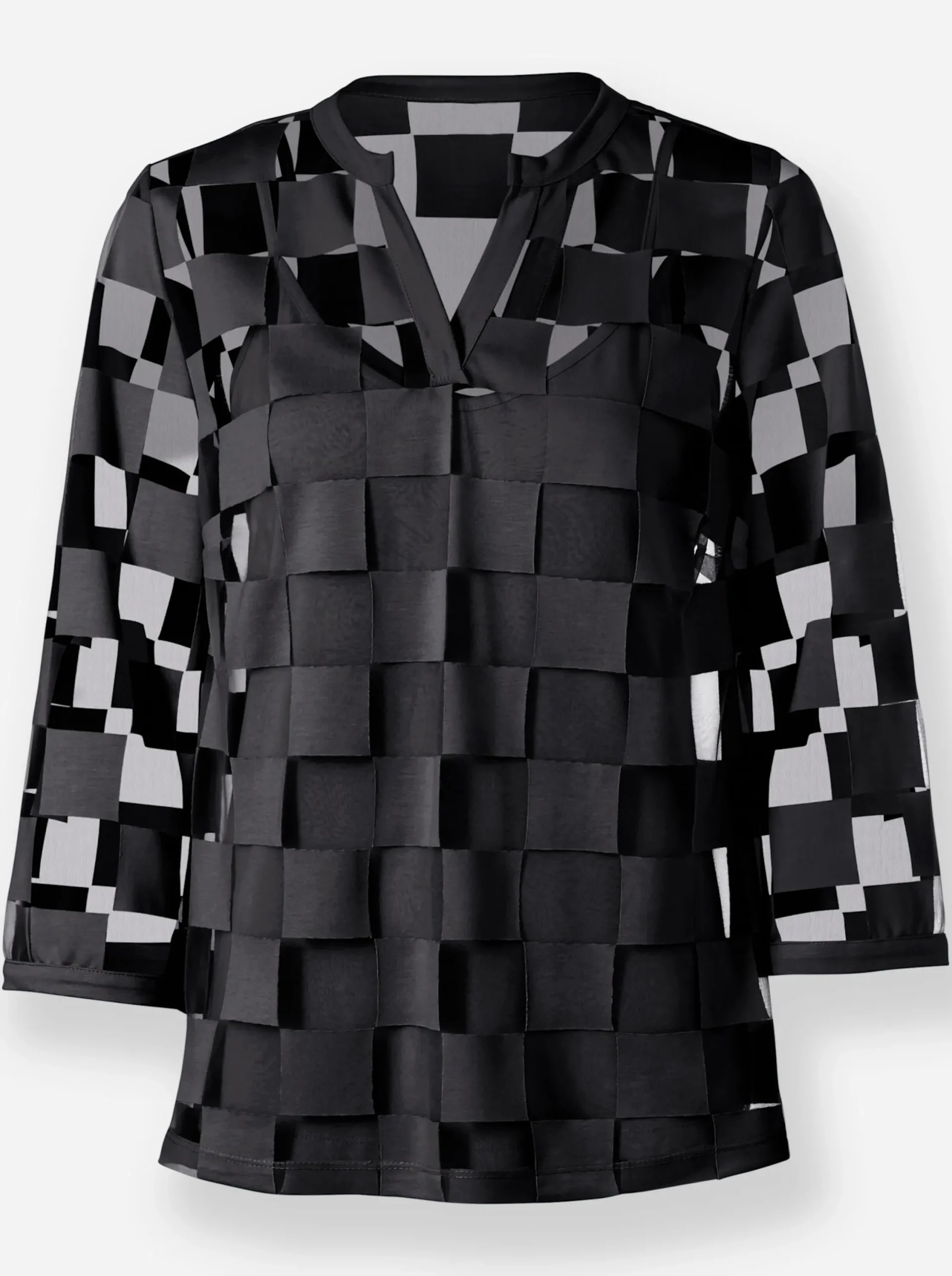 Strandmode|Shirts|heine 3/4-Arm-Shirt schwarz-kariert