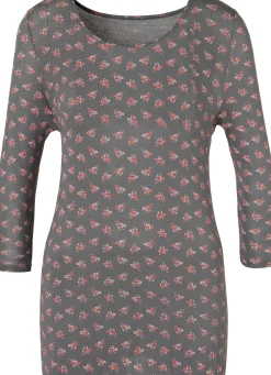 Shirts|LASCANA 3/4-Arm-Shirt rot,dunkelgrau