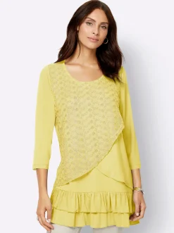 Shirts| 3/4-Arm-Shirt im Lagen-Look zitrone