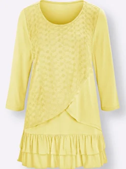 Shirts| 3/4-Arm-Shirt im Lagen-Look zitrone