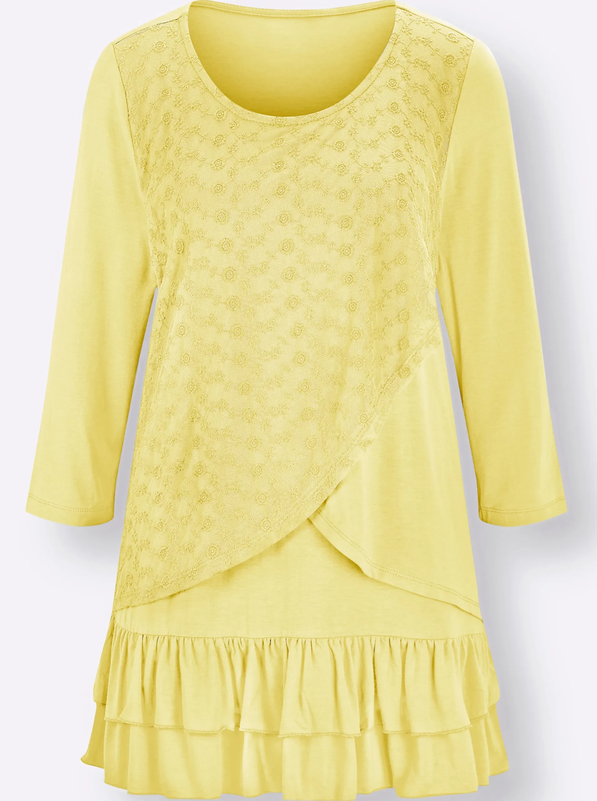 Shirts| 3/4-Arm-Shirt im Lagen-Look zitrone