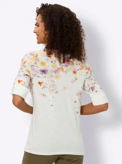 Shirts|heine 3/4-Arm-Shirt mit Blumen-Print ecru-orange-bedruckt