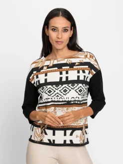 Shirts|heine 3/4-Arm-Shirt mit Ethnoprint camel-schwarz-bedruckt