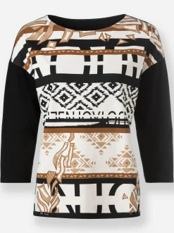Shirts|heine 3/4-Arm-Shirt mit Ethnoprint camel-schwarz-bedruckt