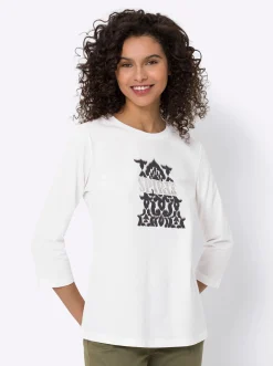 Shirts|heine 3/4-Arm-Shirt mit Glanz-Schrift ecru
