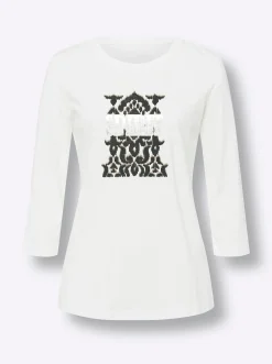 Shirts|heine 3/4-Arm-Shirt mit Glanz-Schrift ecru