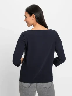 Shirts|heine 3/4-Arm-Shirt mit Glitzersteinchen-Schriftzug marine
