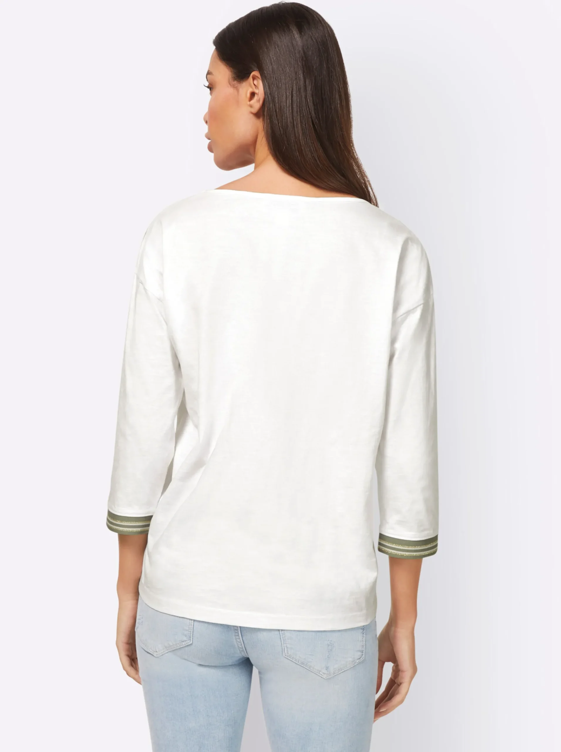 Shirts|heine 3/4-Arm-Shirt mit glänzendem Print ecru
