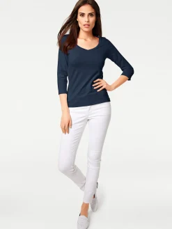 Shirts|heine 3/4-Arm-Shirt mit Herz-Ausschnitt marine