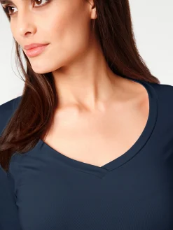 Shirts|heine 3/4-Arm-Shirt mit Herz-Ausschnitt marine