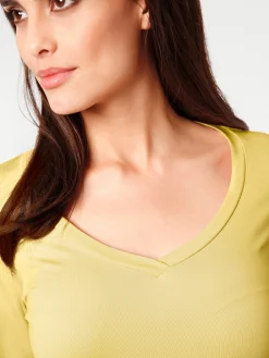 Shirts|heine 3/4-Arm-Shirt mit Herz-Ausschnitt gelb