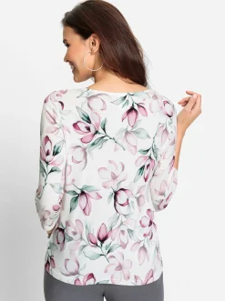 Shirts| 3/4-Arm-Shirt mit herzförmigem Ausschnitt orchidee-ecru-bedruckt