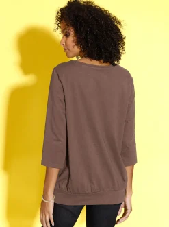 Shirts| 3/4-Arm-Shirt mit hohem Saum-Bündchen rehbraun