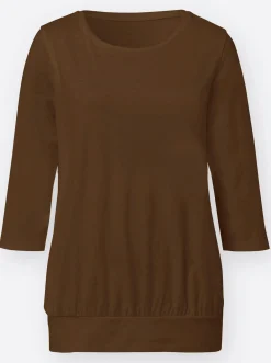 Shirts| 3/4-Arm-Shirt mit hohem Saum-Bündchen rehbraun