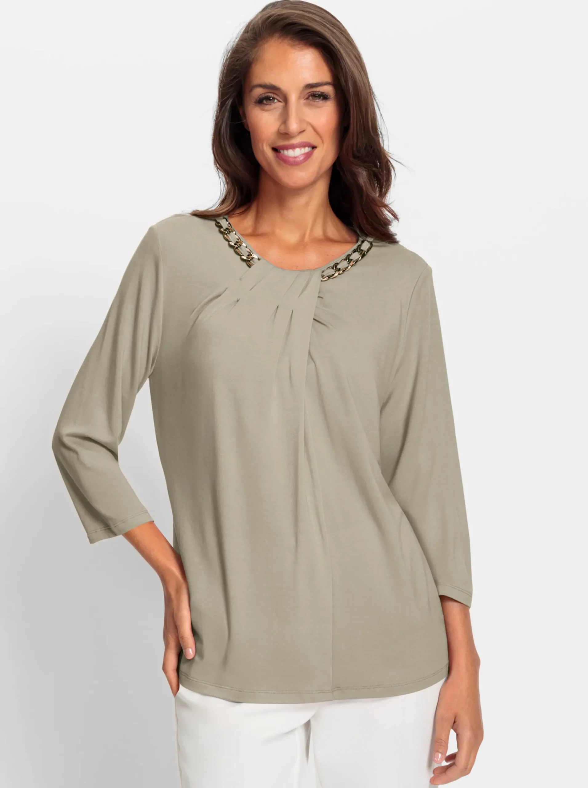 Shirts|heine 3/4-Arm-Shirt mit Kettenverzierung schlamm