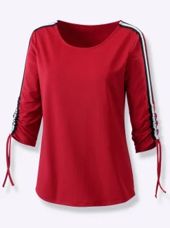 Shirts| 3/4-Arm-Shirt mit Kontraststreifen rot