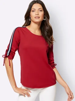 Shirts| 3/4-Arm-Shirt mit Kontraststreifen rot