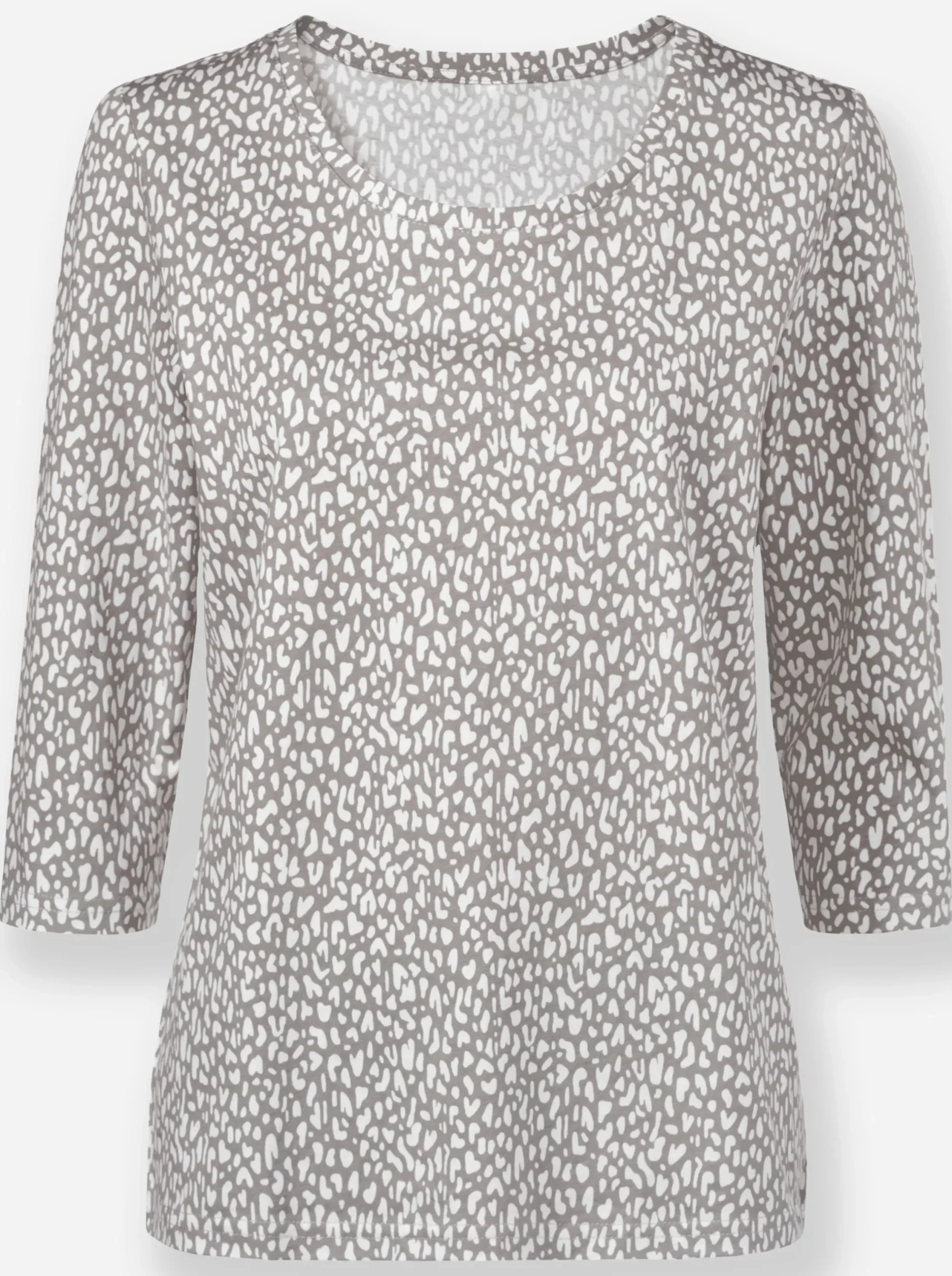 Shirts| 3/4-Arm-Shirt mit Minimal-Druck weiß-grau-bedruckt