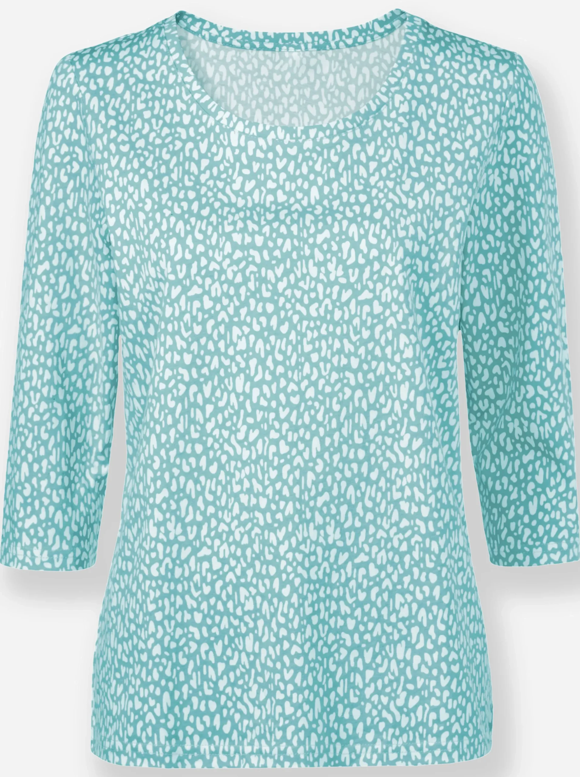 Shirts| 3/4-Arm-Shirt mit Minimal-Druck weiß-ozean-bedruckt