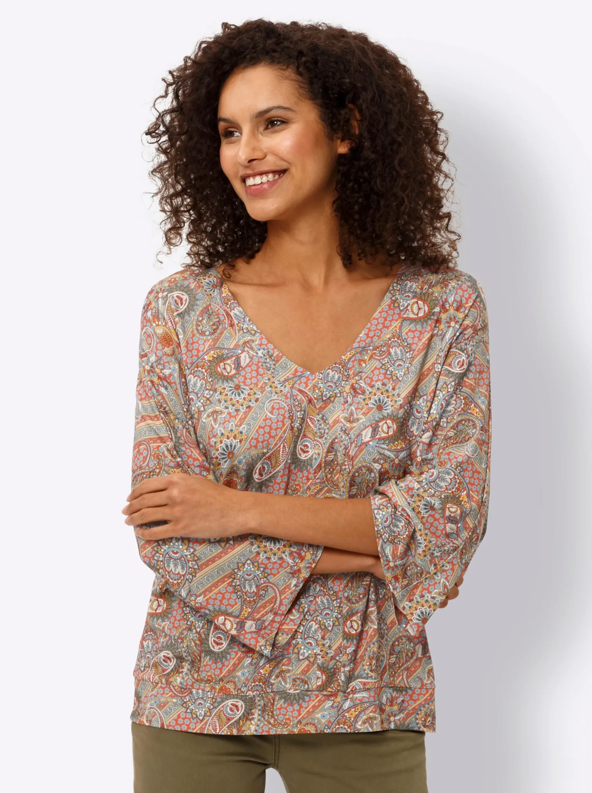 Shirts|heine 3/4-Arm-Shirt mit Paisley-Muster elfenbein-bleu-bedruckt