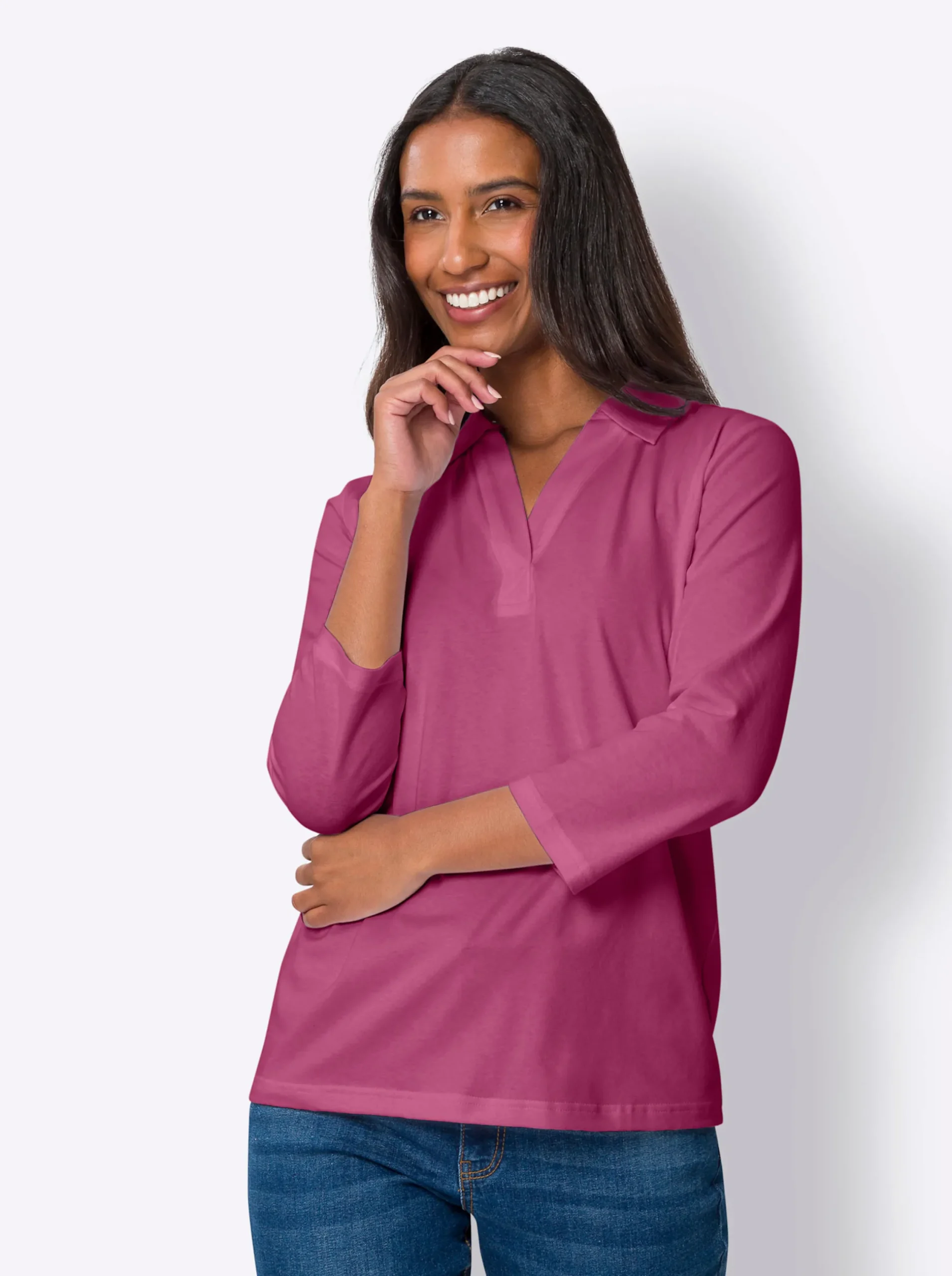 Shirts|heine 3/4-Arm-Shirt mit Polokragen erika