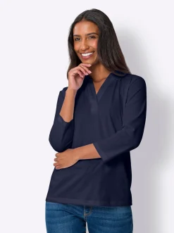 Shirts|heine 3/4-Arm-Shirt mit Polokragen marine