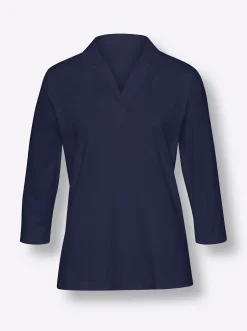 Shirts|heine 3/4-Arm-Shirt mit Polokragen marine