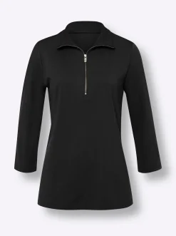 Shirts|heine 3/4-Arm-Shirt mit Reißverschluss schwarz