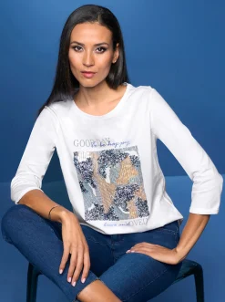 Shirts|heine 3/4-Arm-Shirt mit Schriftzug ecru