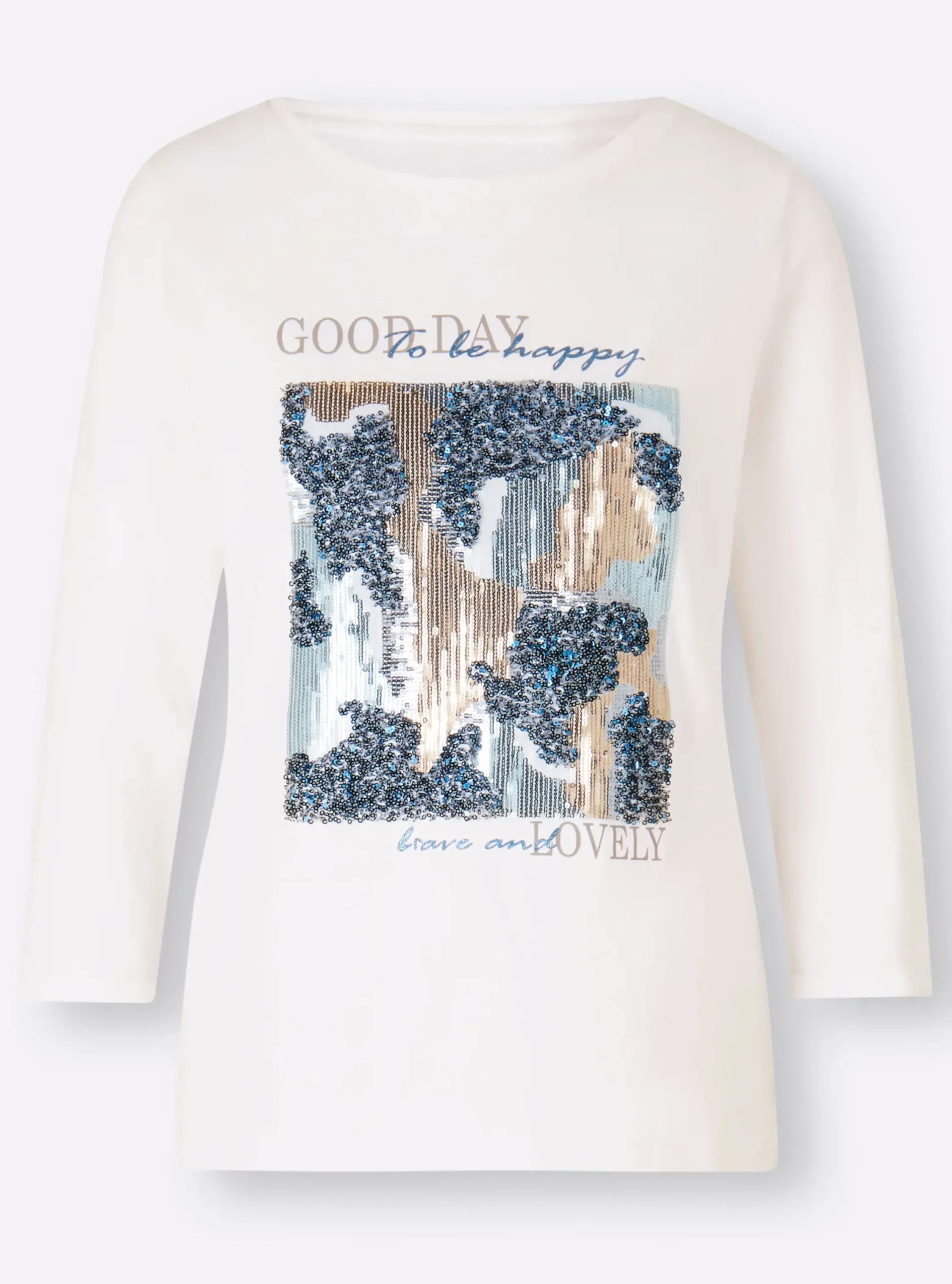 Shirts|heine 3/4-Arm-Shirt mit Schriftzug ecru