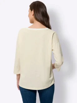 Shirts|heine 3/4-Arm-Shirt mit Schriftzug champagner